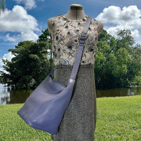 COACH Vintage 97 Sonoma Bucket Bag Periwinkle XL Slouchy Full Grain Leather 4927 - Picture 4 of 16